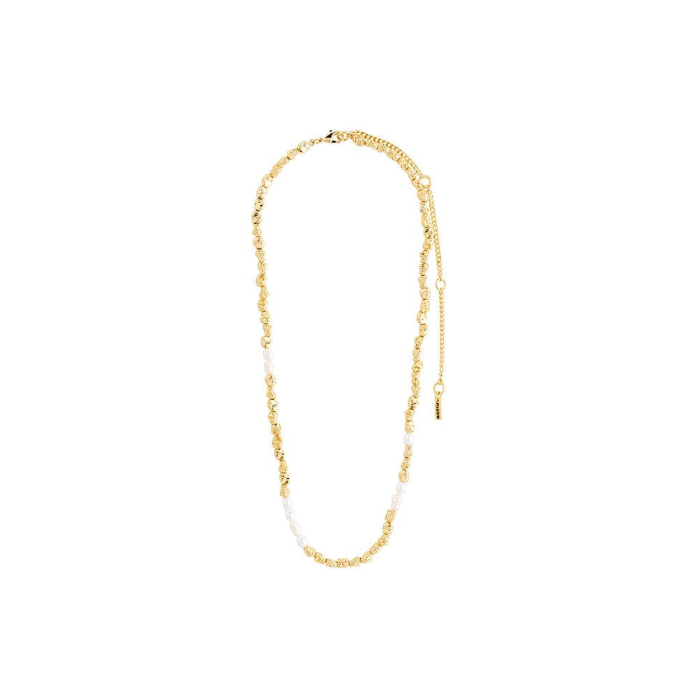 Tide Recycled Necklace - Gold Plated - White