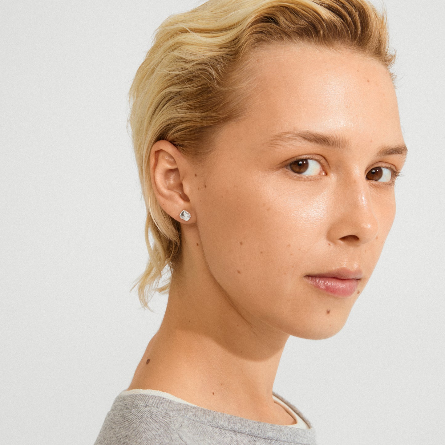 Sense Stud Earrings - Silver Plated