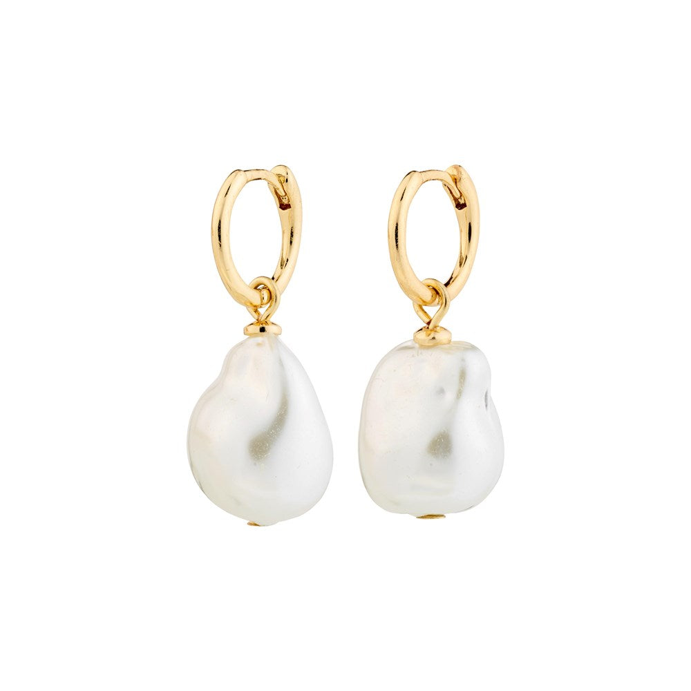 Sky Pearl Earrings - Gold Plated - White