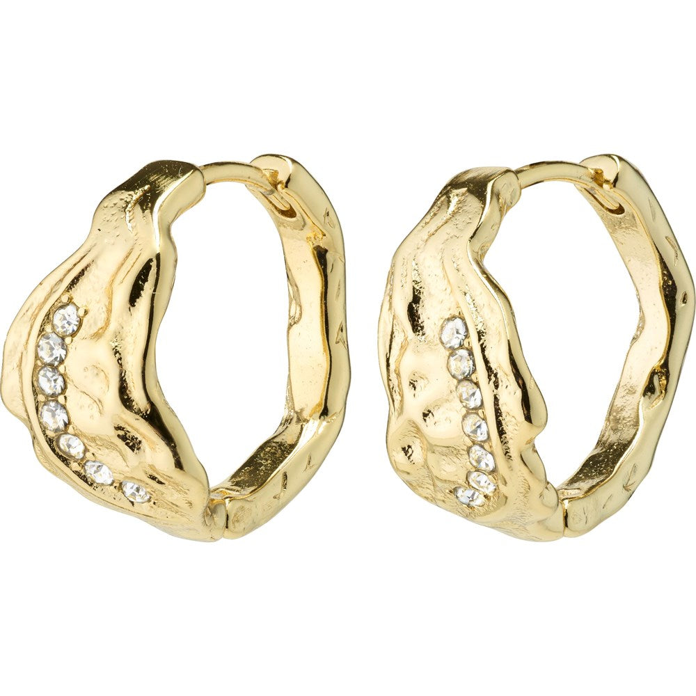 Pia Organic Shape Crystal Hoop Earrings - Gold Plated