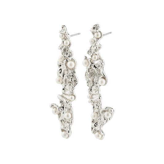 Jude Recycled Earrings - White - Silver Plated