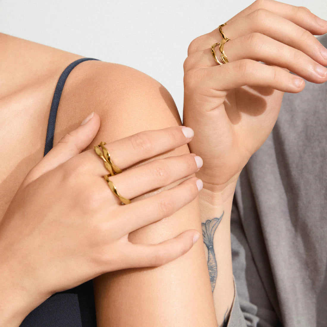Wyatt Recycled Rings 3 In A Set - Gold Plated