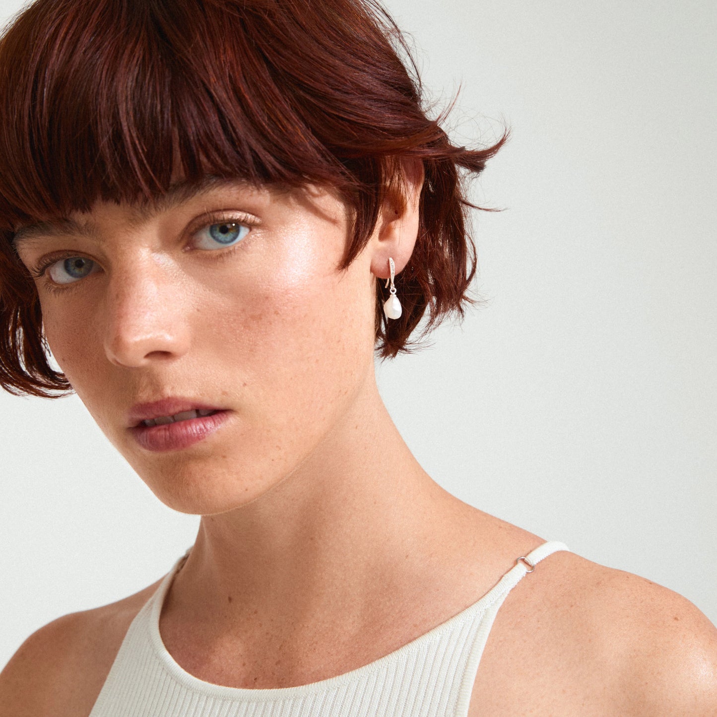 Jasmin Pearl Earrings - Silver Plated - White