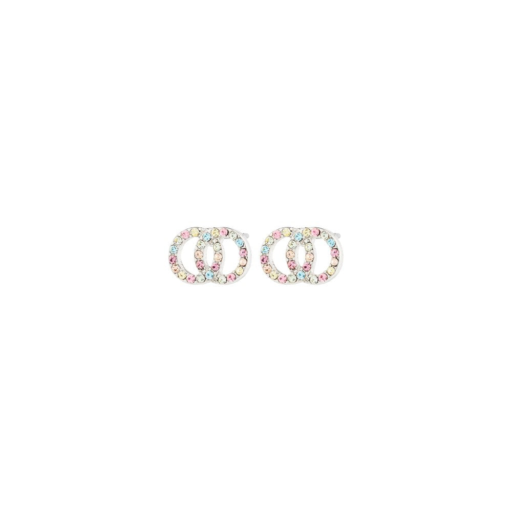 Jolina Recycled Earrings - Silver Plated - Multi Colour Crystal