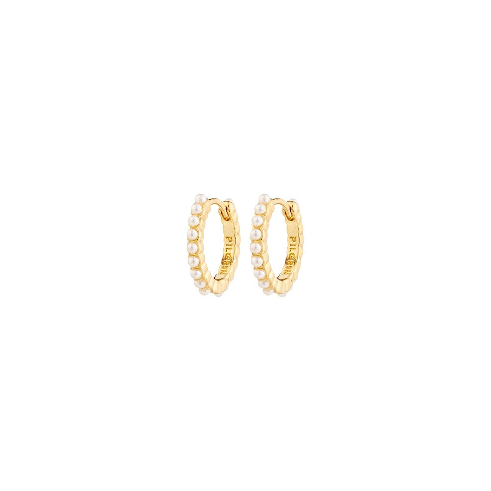 Kalia Recycled Hoop Earrings - Gold Plated - White
