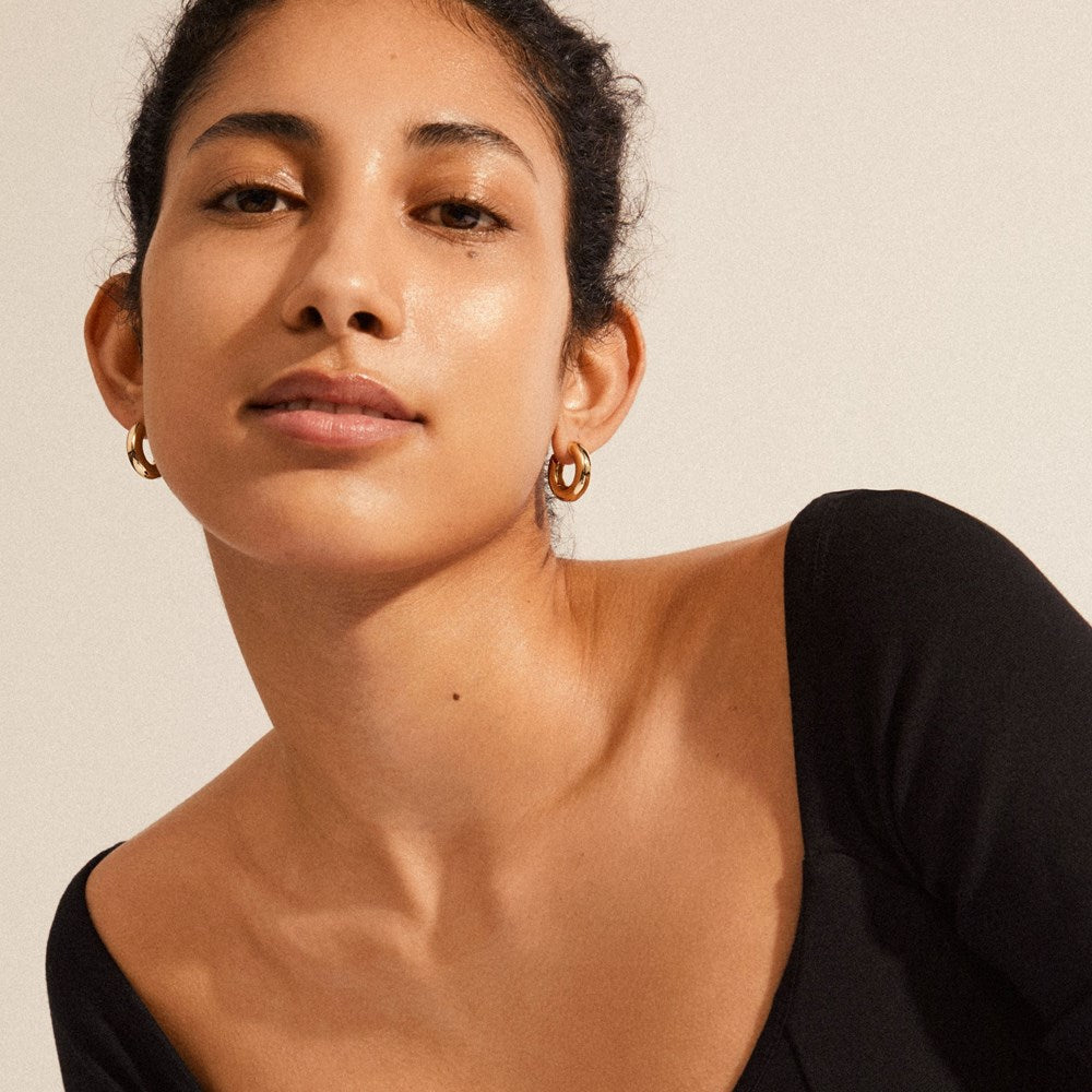 Aica Recycled Chunky Hoop Earrings - Gold Plated