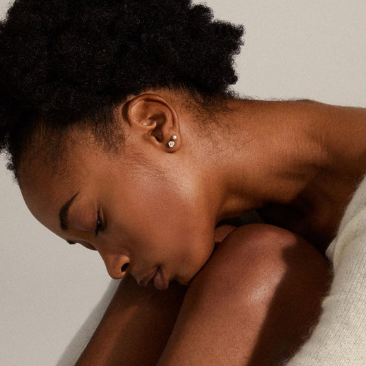 Tina Recycled Crystal & Pearl Studs - Silver Plated