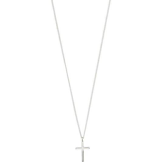 Daisy Recycled Cross Pendant Necklace - Silver Plated