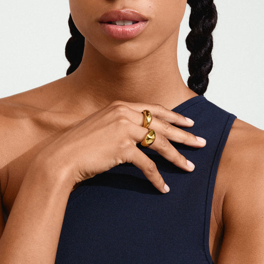 Dune Recycled Rings 2 In A Set - Gold Plated