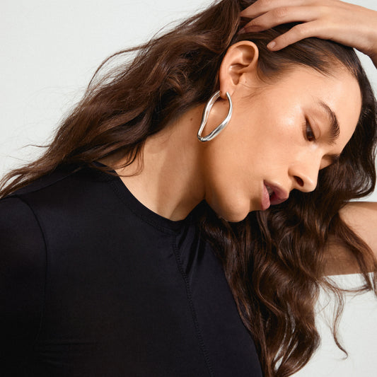 Dune Recycled Hoop Earrings - Silver Plated