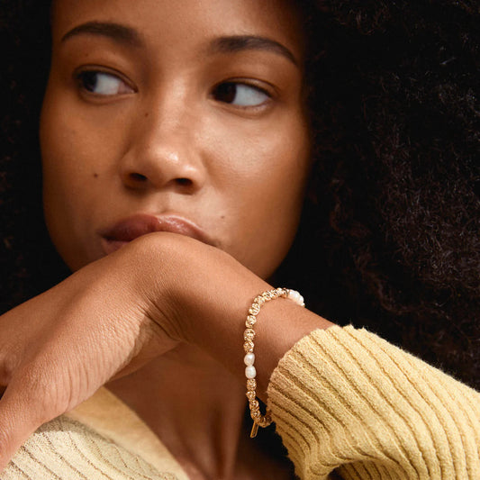 Tide Recycled Bracelet - Gold Plated - White