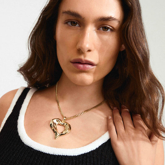 Tide Recycled Heart Necklace - Gold Plated