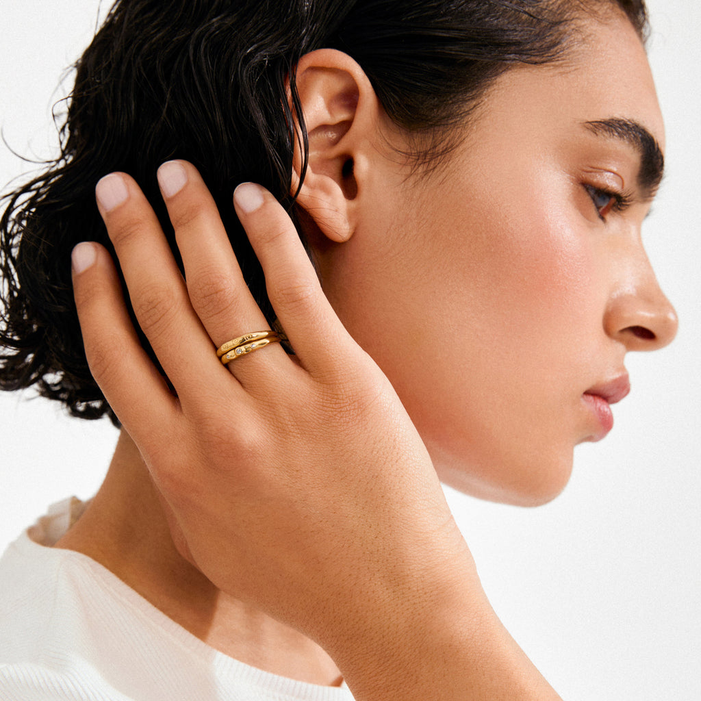 Fire Rings 2-In-1 Set, - Gold Plated