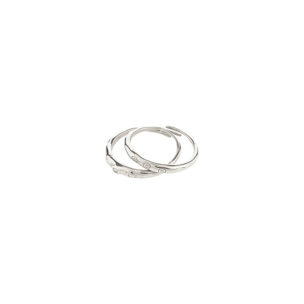 Fire Ring 2-In-1 Set, - Silver Plated