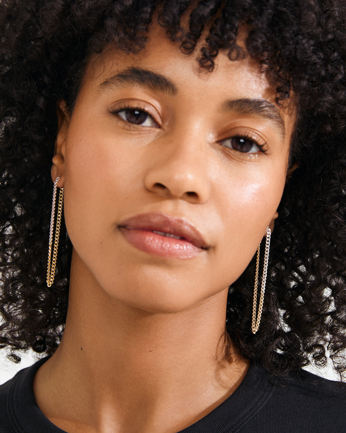 Inner Chain Earrings Mixed Metal