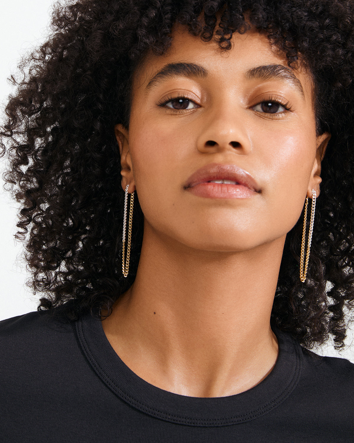Inner Chain Earrings Mixed Metal