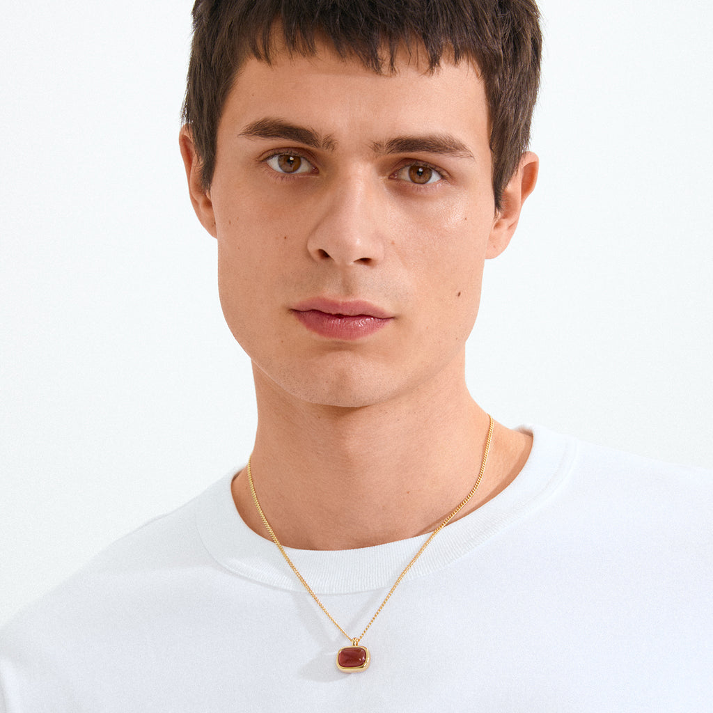 Now Necklace - Gold Plated/Red