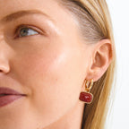 Now Earrings - Gold Plated/Red