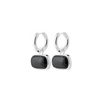 Now Earrings  - Silver Plated/Black