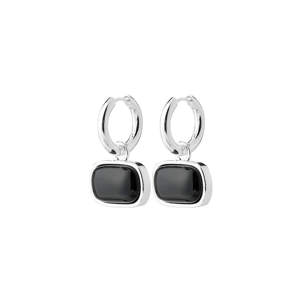 Now Earrings  - Silver Plated/Black
