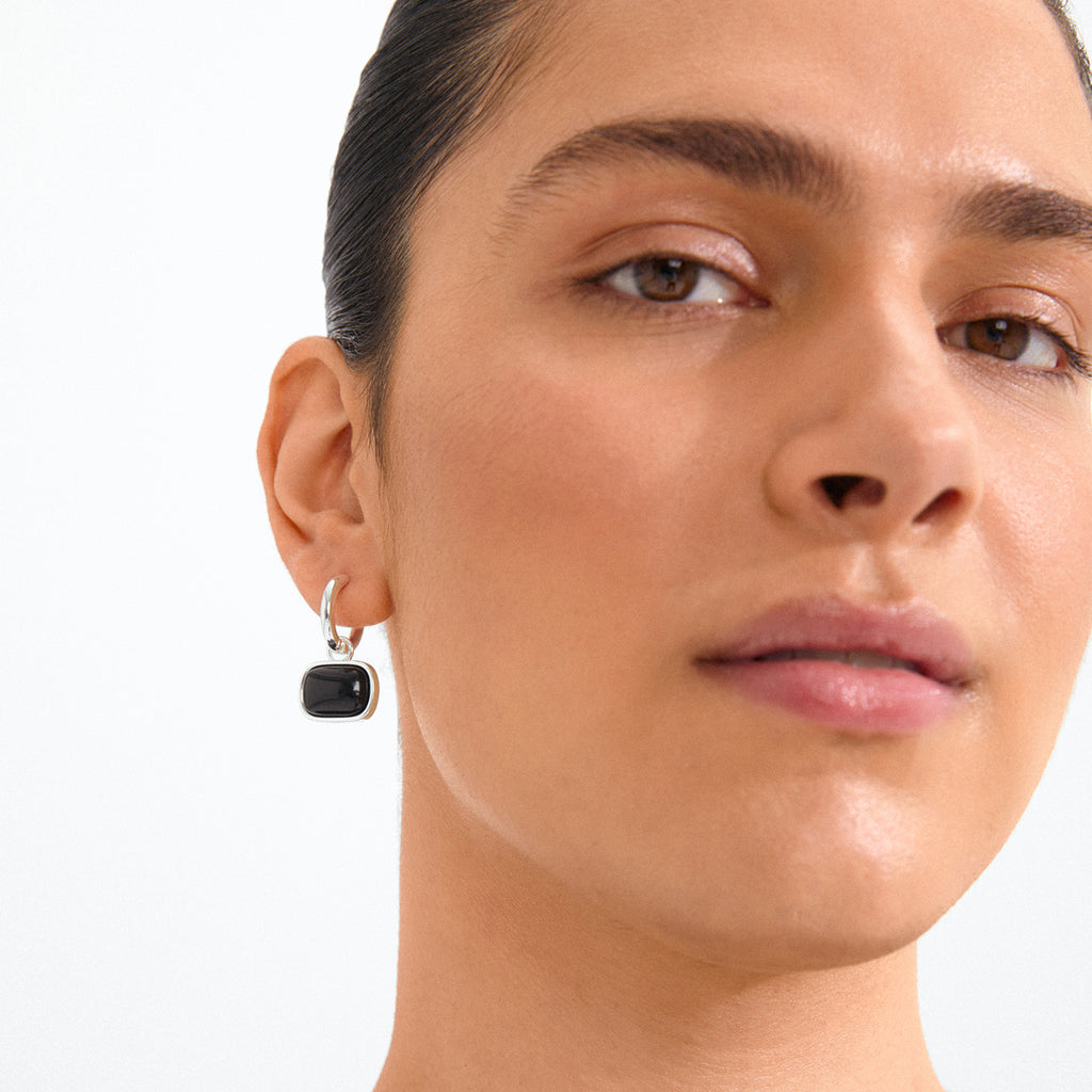 Now Earrings  - Silver Plated/Black
