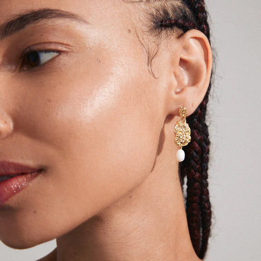 True Earrings - Gold Plated - White