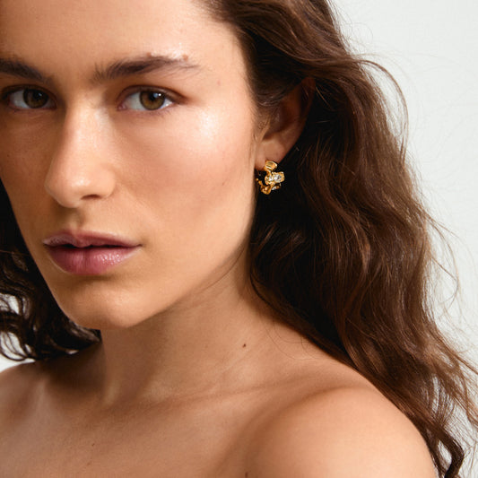 Sunset Recycled Earrings - Gold Plated - Crystal