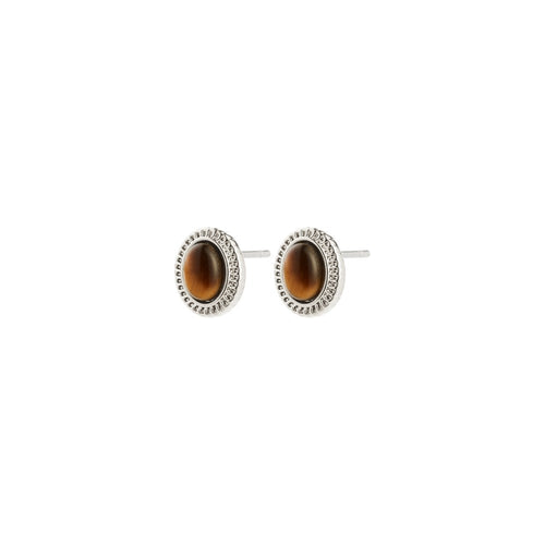 Between Recycled Brown Earrings - Silver Plated