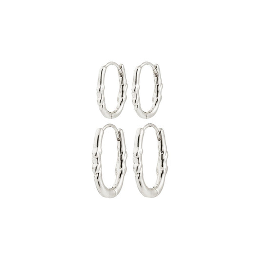 Sense Hoop Earrings 2-In-1 Set - Silver Plated