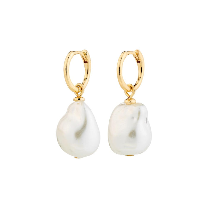 Sky Pearl Earrings - Gold Plated - White