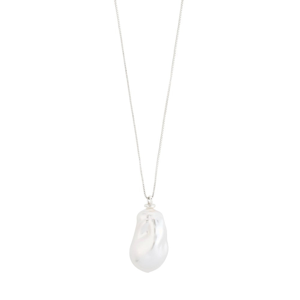 Sky Pearl Necklace - Silver Plated - White