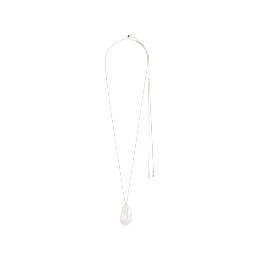 Sky Pearl Necklace - Silver Plated - White