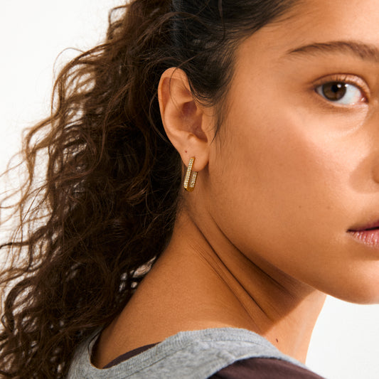Phase Recycled Crystal Earrings - Gold Plated