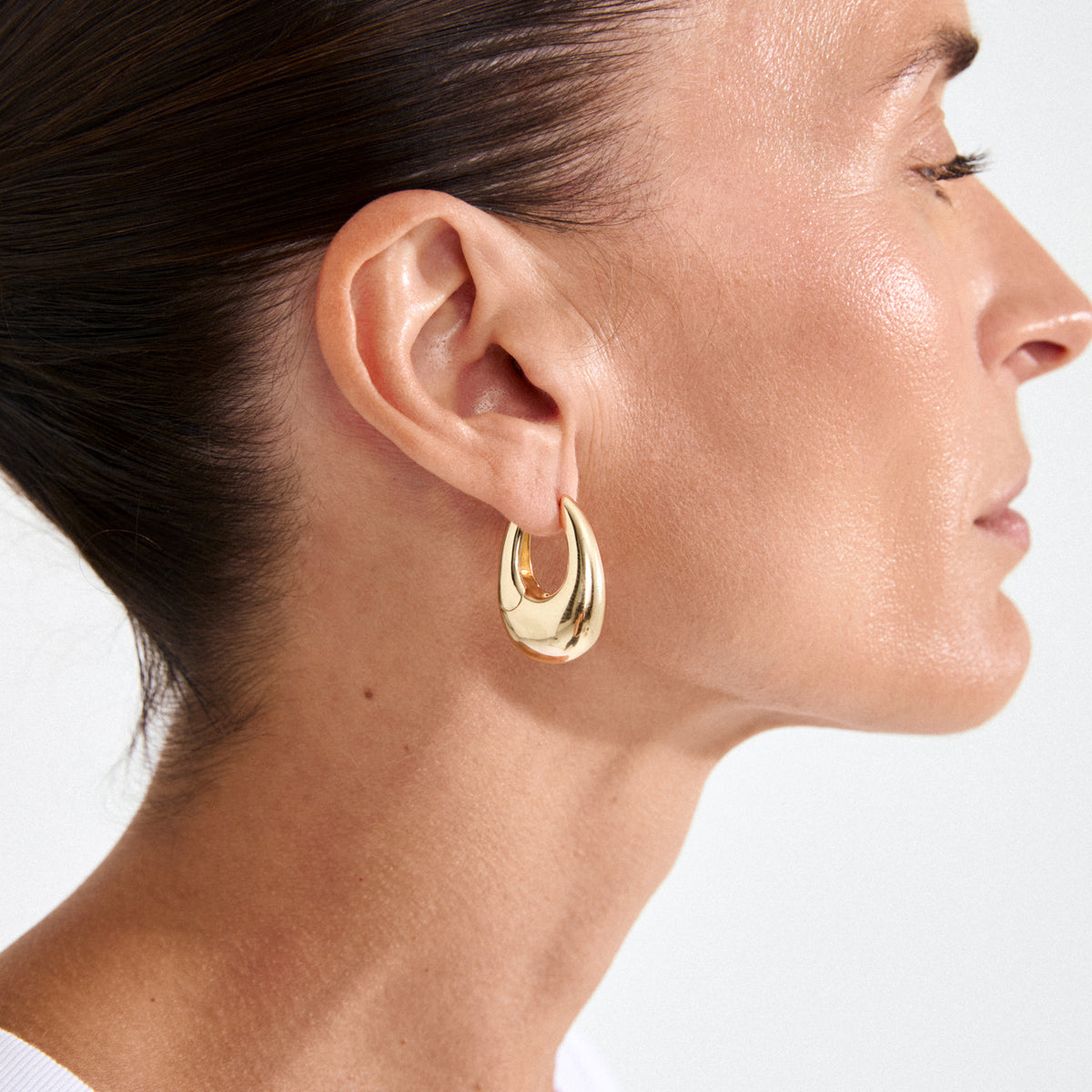 Autumn Chunky Retro Hoop Earrings - Gold Plated