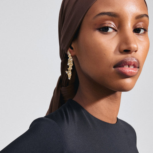 Jude Recycled Earrings - White - Gold Plated