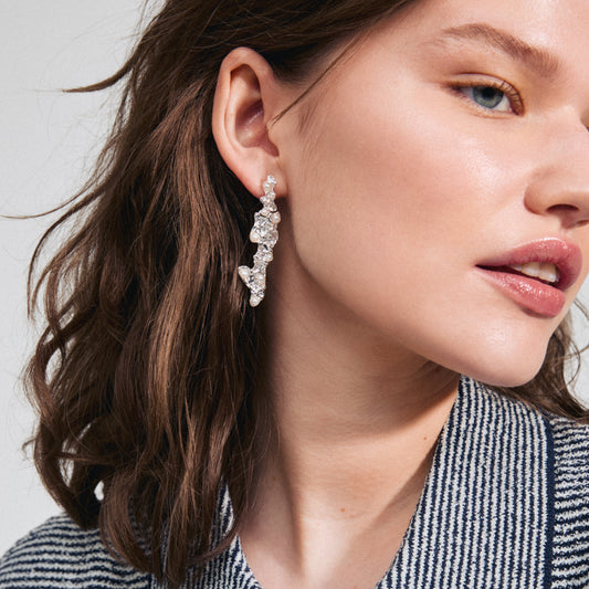 Jude Recycled Earrings - White - Silver Plated