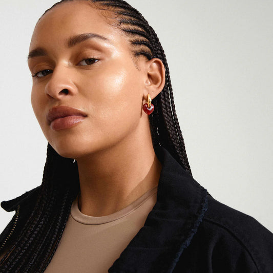 Kendall Recycled Earrings - Gold Plated - Red