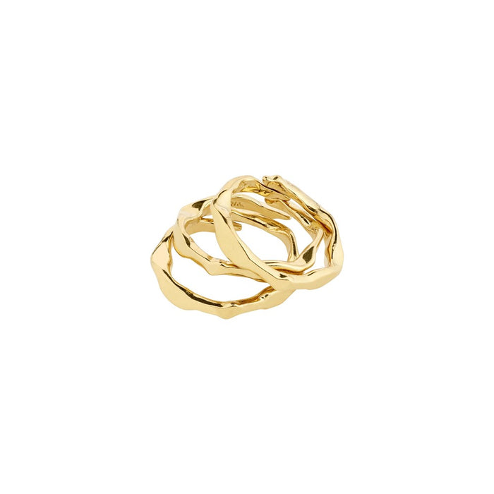 Wyatt Recycled Rings 3 In A Set  - Gold Plated