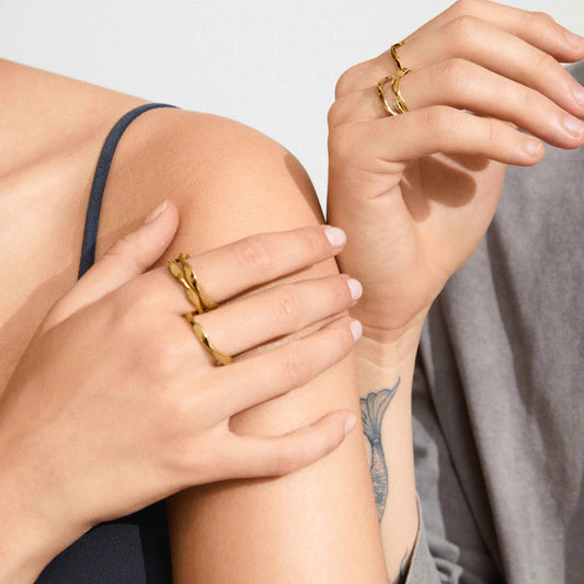 Wyatt Recycled Rings 3 In A Set  - Gold Plated