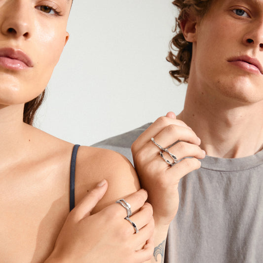Wyatt Recycled Rings 3 In A Set - Silver Plated