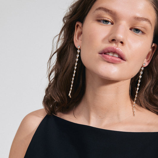 Reagan Recycled Crystal Earrings - Crystal - Gold Plated