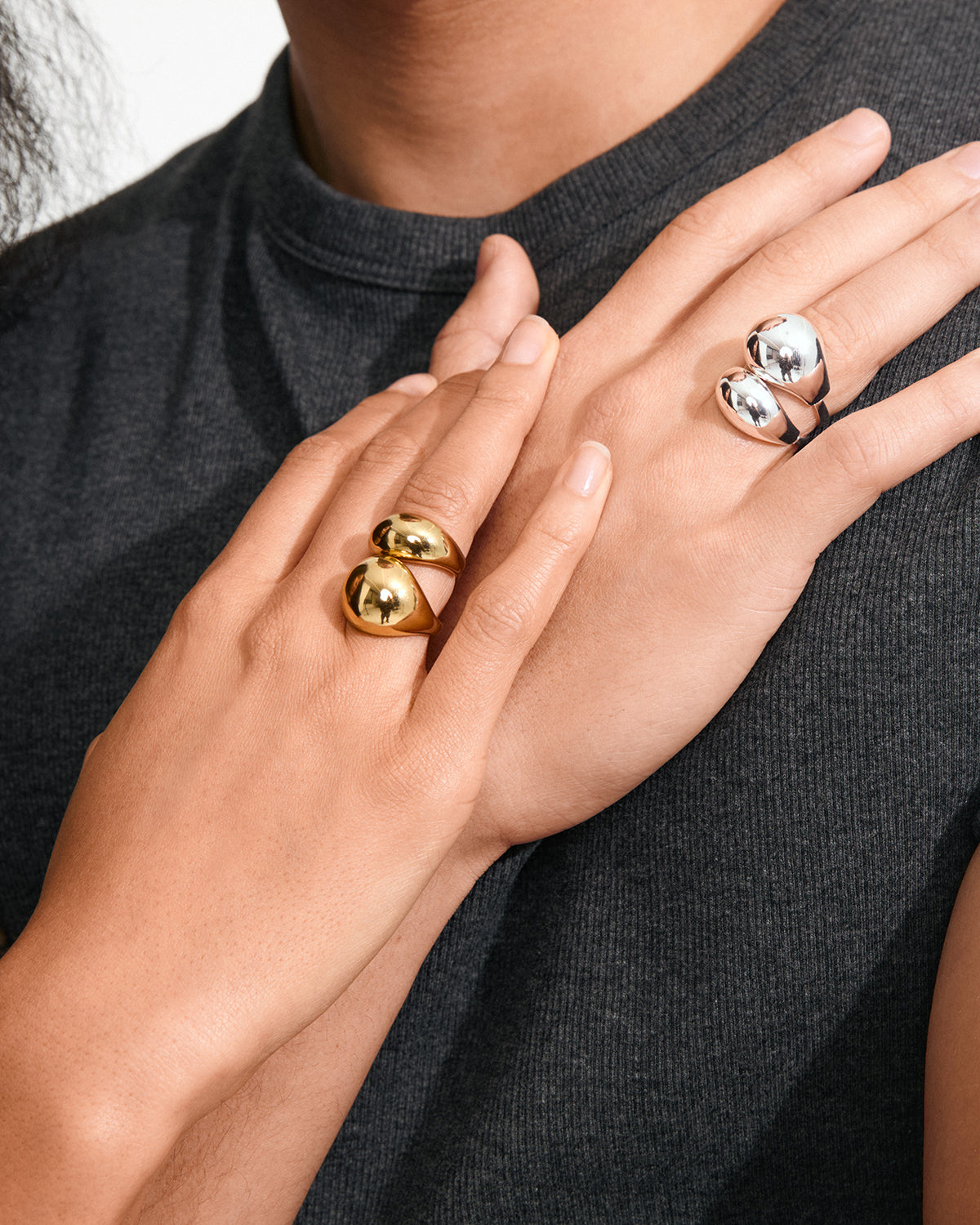 Evon Rings 2-In-1 Set - Silver-Plated