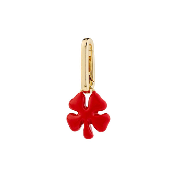 Charm Recycled Clover Pendant - Gold Plated - Red