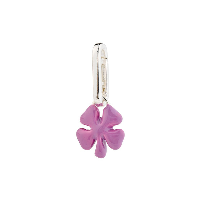 Charm Recycled Clover Pendant - Silver Plated - Purple