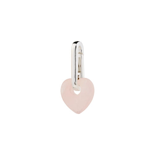 Charm Rose Quartz Heart Pendant - Silver Plated - Rose