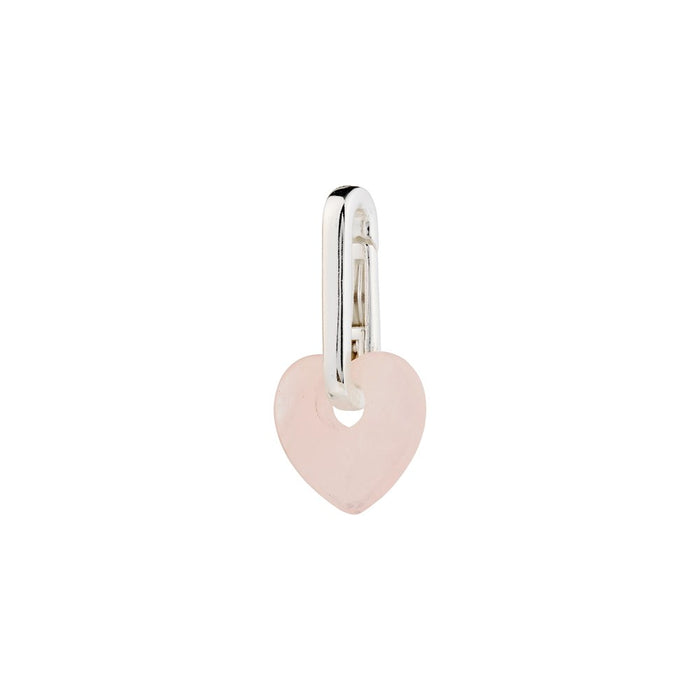 Charm Rose Quartz Heart Pendant - Silver Plated - Rose