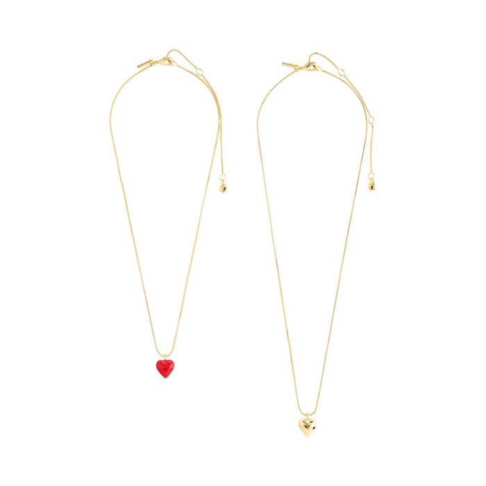 Maeve Recycled Necklace 2 In A Set - Gold Plated - Red