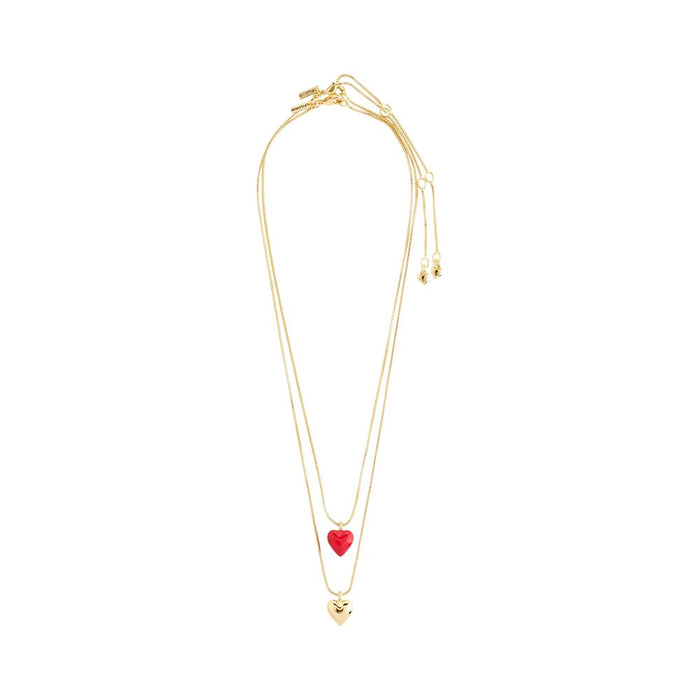 Maeve Recycled Necklace 2 In A Set - Gold Plated - Red