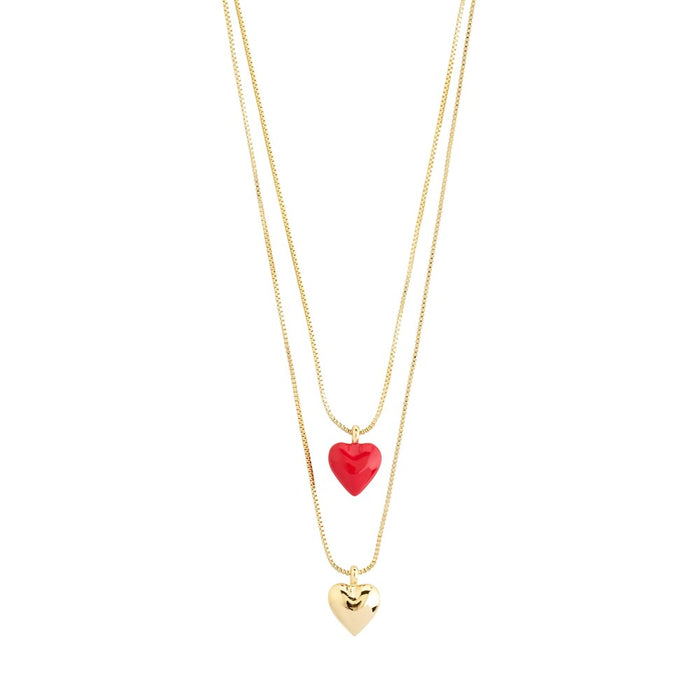 Maeve Recycled Necklace 2 In A Set - Gold Plated - Red