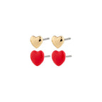 Maeve Recycled Earrings 2-In-1 Set - Gold Plated - Red